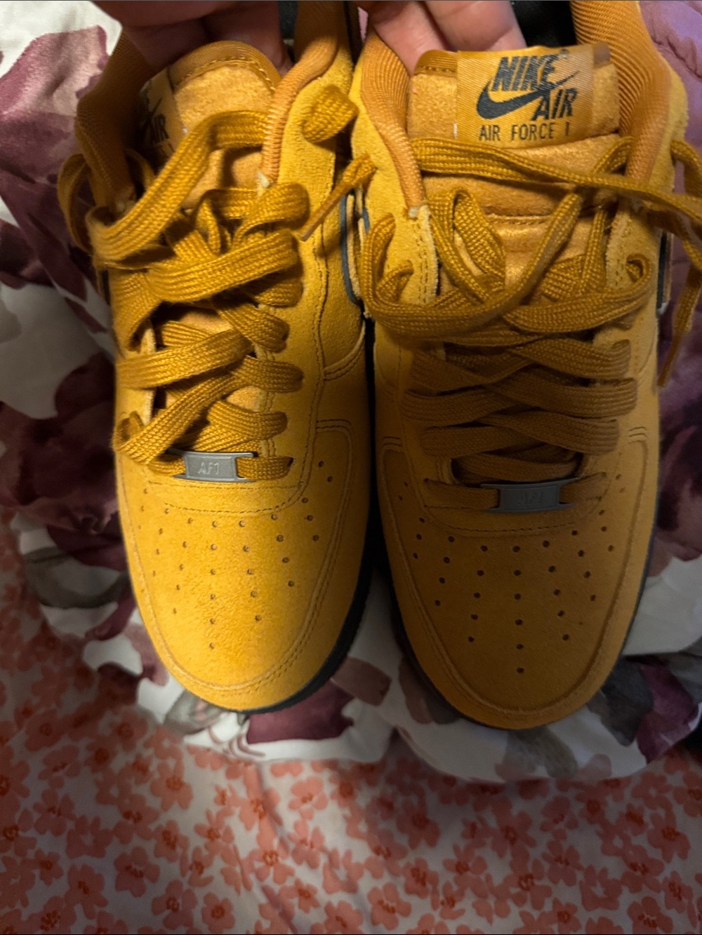 Nike Air Force 1 Low Mustard Yellow Suede Sneakers